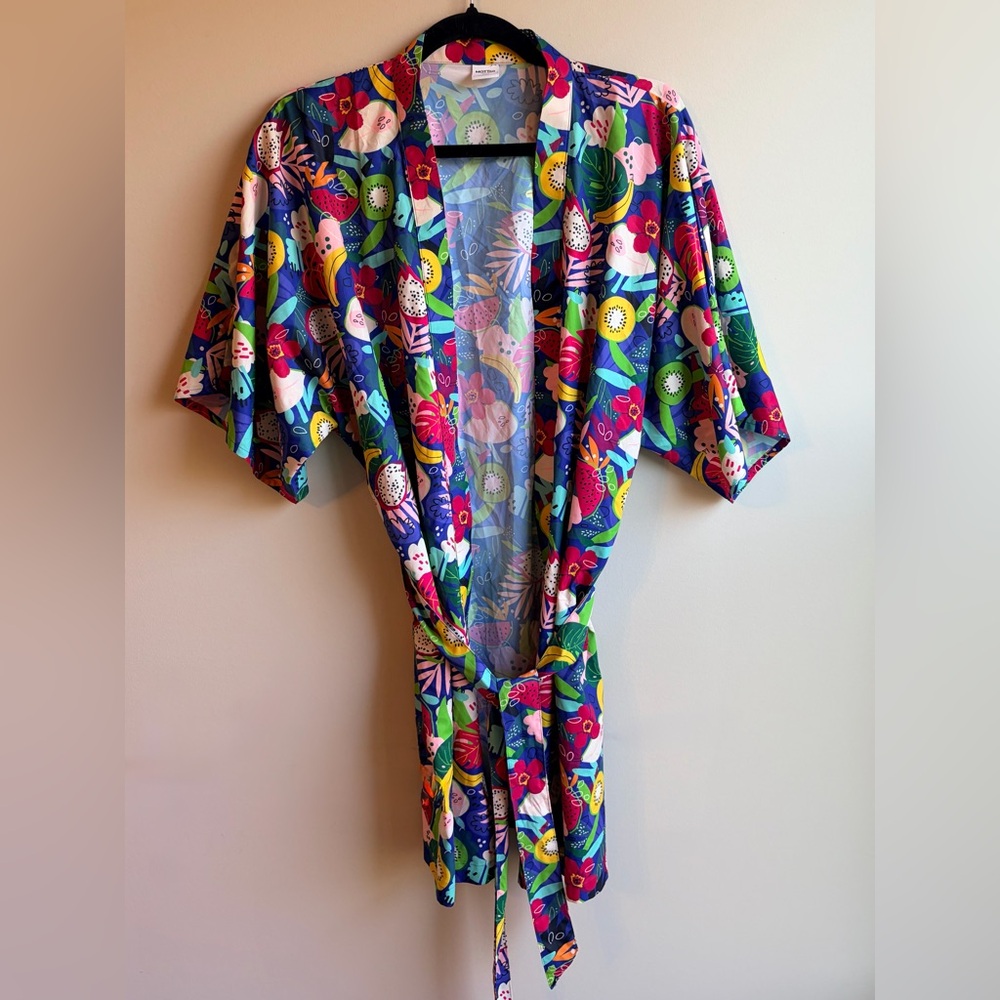 Mott50 Luxelite Kimono Cover Up One Size Colorful Floral Beach Resort